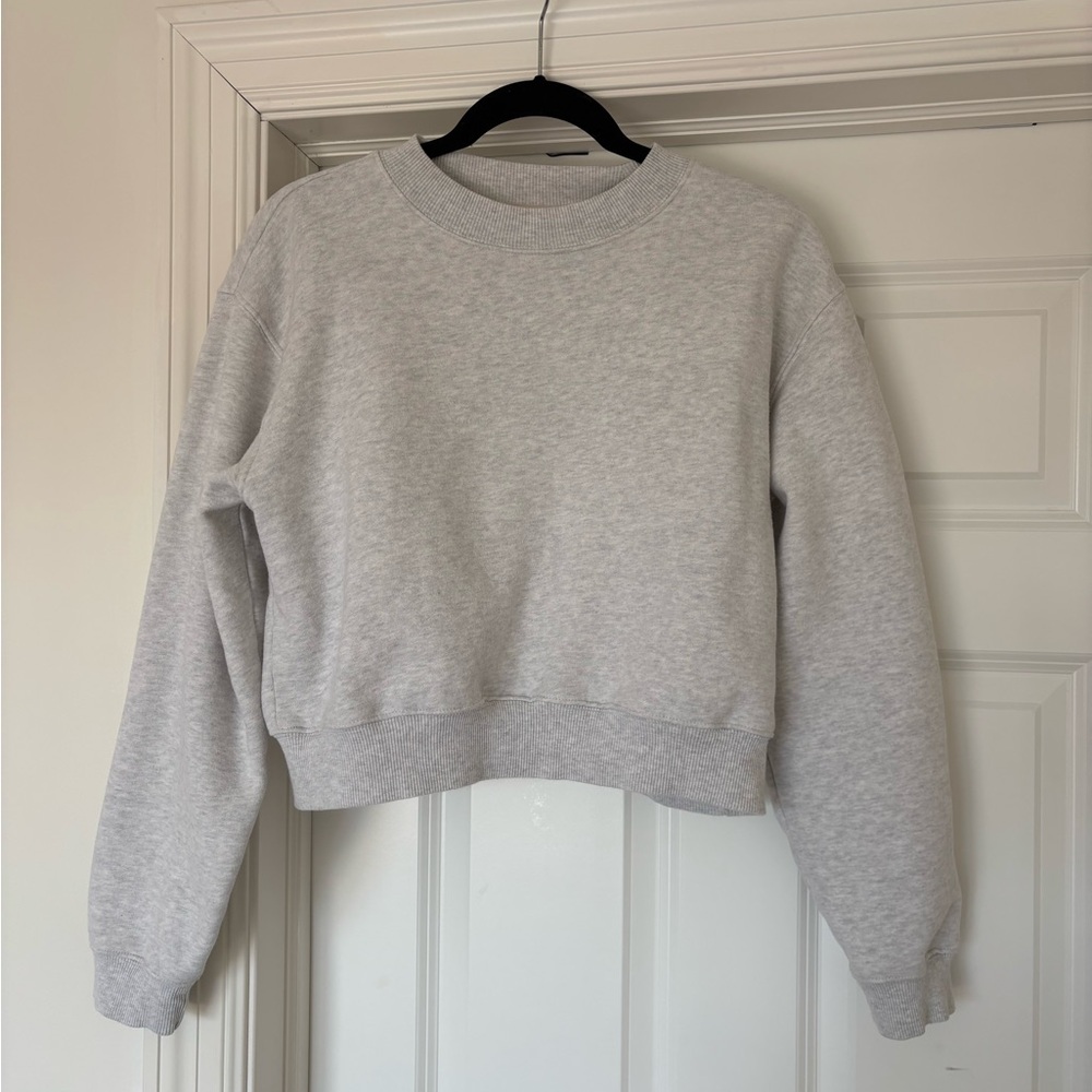 TNA Gray Crew Neck Sweater Cropped Style